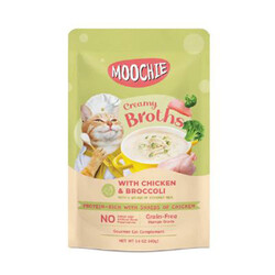 Moochie - Moochie Parça Tavuk Etli ve Brokolili Tahılsız Kedi Çorbası 40 Gr 