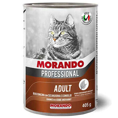 Morando Professional Av Hayvanlı ve Tavşanlı Yetişkin Kedi Konservesi 6 Adet 405 Gr 