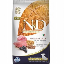 ND - N&D Ancestral Grain Mini Puppy Kuzulu Yaban Mersinli Küçük Irk Düşük Tahıllı Yavru Köpek Maması 2,5 Kg 