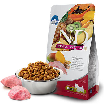 N&D Tropical Selection Tavuklu ve Tropikal Meyveli Mini Irk Yetişkin Köpek Maması 1,5 Kg 