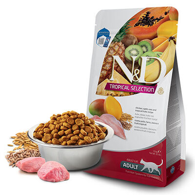 N&D Tropical Selection Tavuklu ve Tropikal Meyveli Yetişkin Kedi Maması 10 Kg 