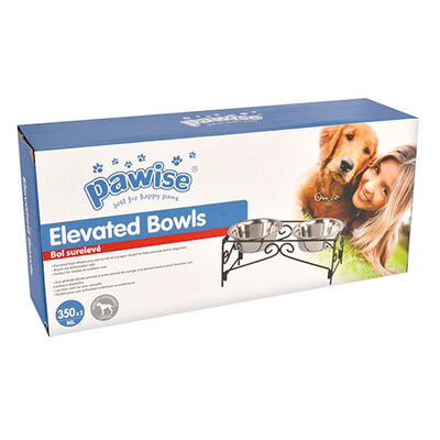 Pawise İkili Metal Ayaklı Çelik Köpek Mama ve Su Kabı 2x350 Ml 