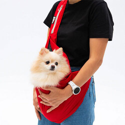 Pawstar - Pawstar Kırmızı Crossbody Küçük Irk Köpek Taşıma Çantası 50x15x20 Cm 