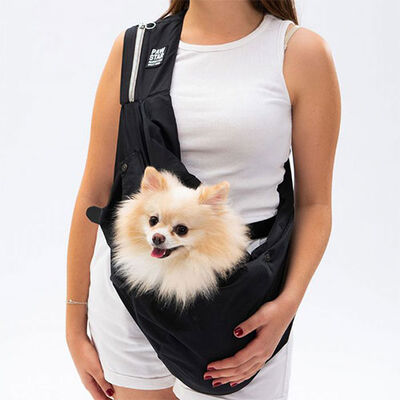 Pawstar Siyah Crossbody Küçük Irk Köpek Taşıma Çantası 50x15x20 Cm 