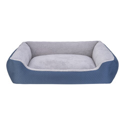 Pet Comfort - Pet Comfort Bravo Duo Köpek Yatağı Mavi Gri Peluş XL 105x80 Cm