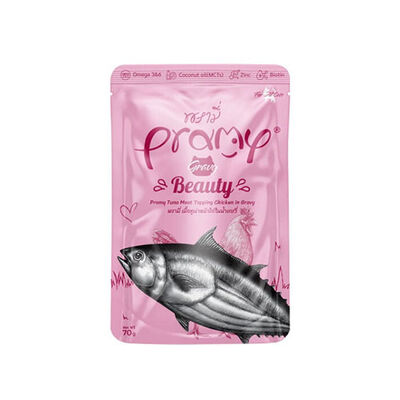 Pramy Beauty Sos İçinde Ton Balıklı ve Tavuk Etli Yetişkin Kedi Konservesi 70 Gr 