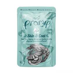 Pramy - Pramy Skin Coat Jöle İçinde Karidesli Deniz Taraklı ve Ton Balıklı Yetişkin Kedi Konservesi 70 Gr 
