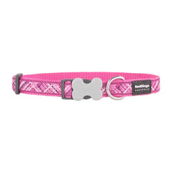 Reddingo - Reddingo Flanno Desenli Pembe Köpek Boyun Tasması Large 25 Mm 41-63 Cm 