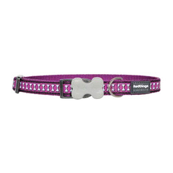 Reddingo - Reddingo Reflektörlü Kemik Desenli Mor Köpek Boyun Tasması Small 15 Mm 24-36 Cm 