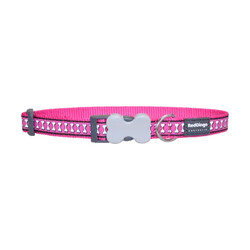 Reddingo - Reddingo Reflektörlü Kemik Desenli Pembe Köpek Boyun Tasması Small 15 Mm 24-36 Cm 