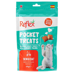 Reflex - Reflex Pocket Treats Deri ve Tüy Bakımı Yetişkin Kedi Ödül Maması 60 Gr 