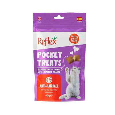 Reflex Pocket Treats Tüy Yumağı Kontrolü Yetişkin Kedi Ödül Maması 60 Gr 