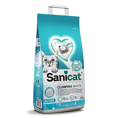 Sanicat Active Marsilya Sabunu Kokulu İnce Taneli Topaklanan Kedi Kumu 10 Lt 