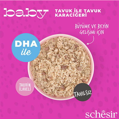 Schesir Babycat Tavuklu ve Ciğerli Tahılsız Yavru Kedi Konservesi 70 Gr 