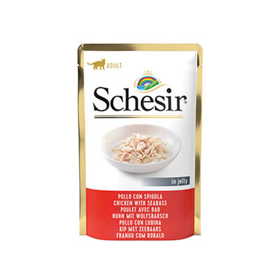 Schesir Pouch Tavuklu ve Levrekli Yetişkin Kedi Konservesi 6 Adet 100 Gr 