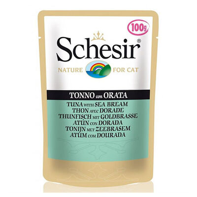 Schesir Pouch Ton Balıklı ve Çipuralı Yetişkin Kedi Konservesi 100 Gr 