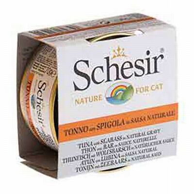 Schesir Ton Balıklı ve Levrekli Soslu Yetişkin Kedi Konservesi 70 Gr 