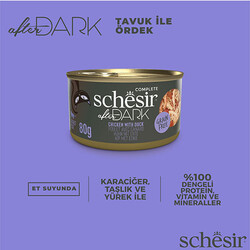 Schesir After Dark Sos İçinde Tavuk Etli ve Ördek Etli Tahılsız Yetişkin Kedi Konservesi 80 Gr - Thumbnail