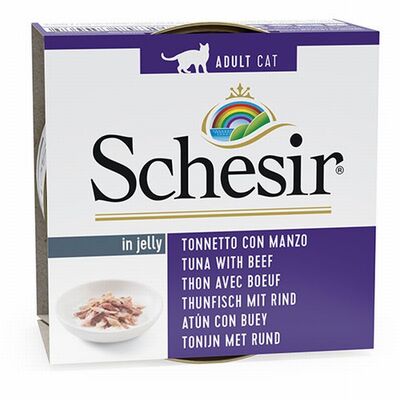 Schesir Ton Balıklı ve Sığır Etli Jelly Yetişkin Kedi Konservesi 85 Gr 