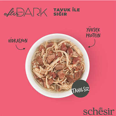 Schesir After Dark Sos İçinde Tavuk Etli ve Sığır Etli Tahılsız Yetişkin Kedi Konservesi 80 Gr 