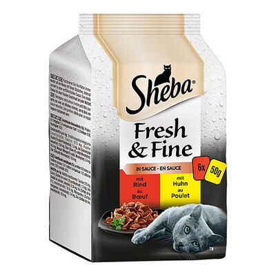 Sheba Fresh&Fine Sığır Etli ve Tavuklu Yetişkin Kedi Konservesi 6x50 Gr 