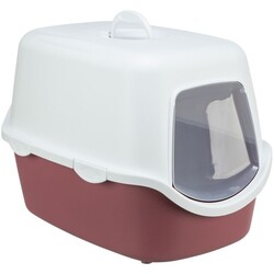 Trixie - Trixie Kapalı Kedi Tuvaleti 40x40x56 Cm Kırmızı Beyaz