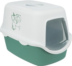 Trixie - Trixie Kapalı Kedi Tuvaleti 40x40x56 Cm Yeşil Beyaz