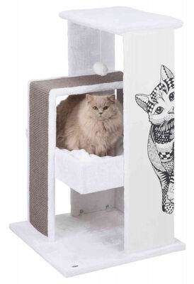 Trixie Kedi Tırmalama ve Oyun Evi 101 Cm Beyaz Gri