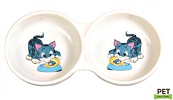Trixie - Trixie İkili Porselen Kedi Mama Su Kabı 2x0,15 Lt