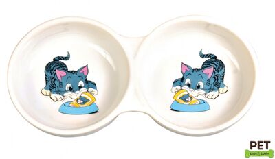 Trixie İkili Porselen Kedi Mama Su Kabı 2x0,15 Lt