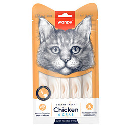 Wanpy - Wanpy Tavuklu ve Yengeçli Krema Kedi Ödülü 5x14 Gr 