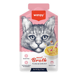 Wanpy - Wanpy Ton Balıklı ve Karidesli Tahılsız Kedi Çorbası 50 Gr 