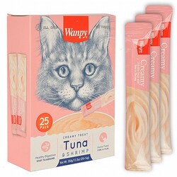 Wanpy - Wanpy Ton Balıklı ve Karidesli Krema Kedi Ödülü 25x14 Gr 