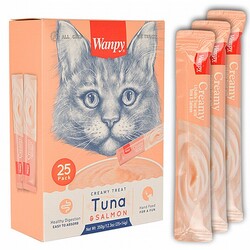 Wanpy - Wanpy Ton Balıklı ve Somonlu Krema Kedi Ödülü 25x14 Gr 