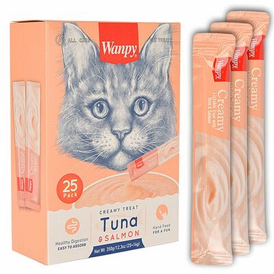 Wanpy Ton Balıklı ve Somonlu Krema Kedi Ödülü 25x14 Gr 