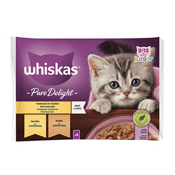 Whiskas - Whiskas Pouch Pure Delight Jöle İçinde Tavuklu ve Hindili Yavru Kedi Konservesi 4x85 Gr 