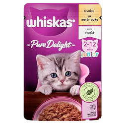 Whiskas - Whiskas Pouch Pure Delight Jöle İçinde Tavuklu Yavru Kedi Konservesi 12 Adet 85 Gr 