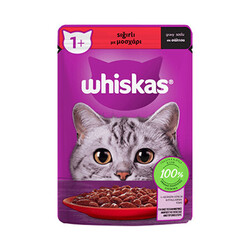 Whiskas - Whiskas Pouch Sos İçinde Sığır Etli Yetişkin Kedi Konservesi 28 Adet 85 Gr 